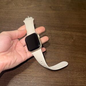 Apple Smartwatch with Silver Case and White Band